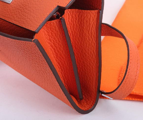 High Quality Hermes Kelly Bi-Fold Wallet A708 Orange Fake - Click Image to Close